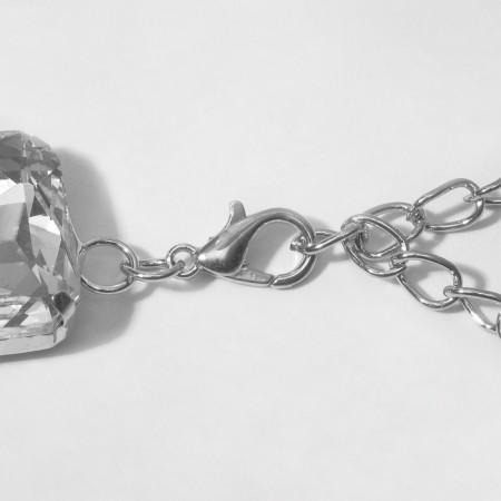 The necklace "Jewel" is rectangles, white color in silver, 32 cm-1