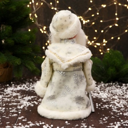 Santa Claus "with a flashlight on the staff and patterns on the fur coat" moves, 30x14 cm, white-2
