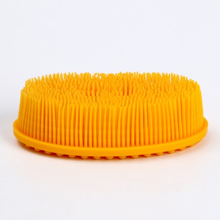 Baby silicone washcloth for swimming babies, yellow color-3