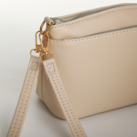 Bag Women's Cross-Bodi with a zipper, beige color-2
