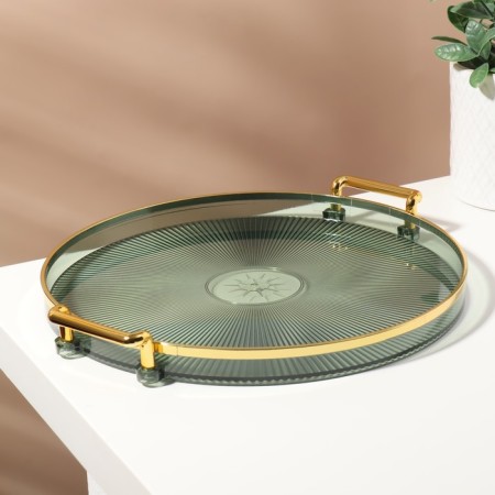Storage for storing cosmetic supplies "Green", D - 27 x 3.4 cm, green/golden color-2