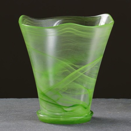 Flower pot with the pallet "Christina" is large, alabaster green 1.8 liters-1
