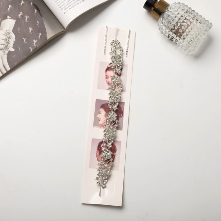 Hair accessory "Dolores" chamomile leaflets, 23.5x2 cm, silver-1