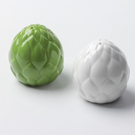 List and Solonka from ceramics "Artichoke", white and green 6 x 6.5 cm, white-green color-1