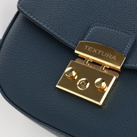 Women's bag on the valve, Textura, small size, blue color-5