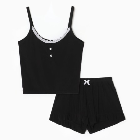 Female pajamas (top/shorts), black color, size 52-3