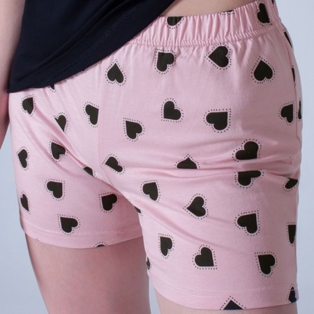 Female home set (T -shirt/shorts), black/pink color, size 48-3