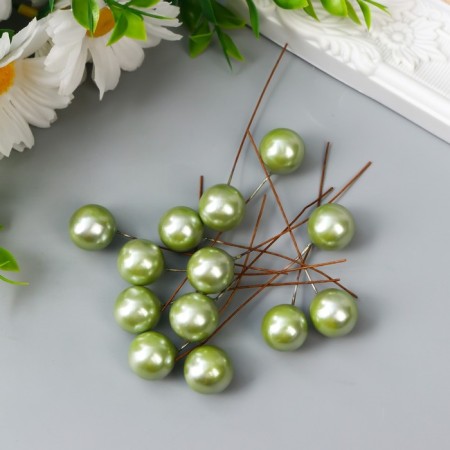 Decor for creativity "Ball light green pearl" d = 1.5 cm set 20 pcs 6x1.5x1.5 cm-2