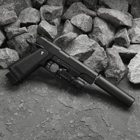 Strikeball gun "Galaxy" Colt 11PD, with a silencer, with a laser sight, feces. 6 mm