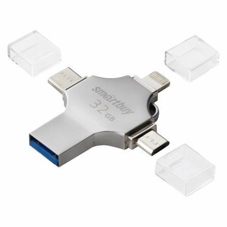 Flash drive Smartbuy Mc15 Metal QUAD, 4-In-1 OTG, 32 GB, USB3.0, Type-C, Microusb, Lightning-1