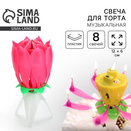 Candle for cake musical "Tulip", pink