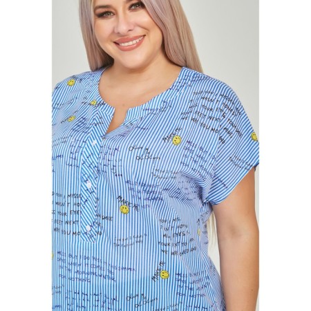 Female blouse, size 52, blue-white color-4