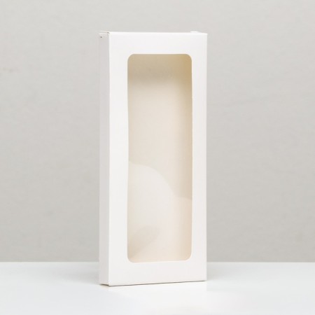 Box for tiles of chocolate, white, with a window 17.1 x 8 x 1.4 cm