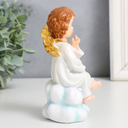Souvenir Polystone "Angel in toga on a cloud, golden wings" mix 8x7x13.5 cm-2