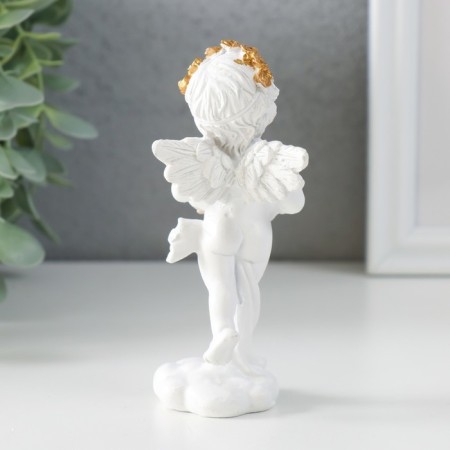 Polystone souvenir "Snowthrough angel with a wreath of gold roses" 5x4.5x12 cm-2