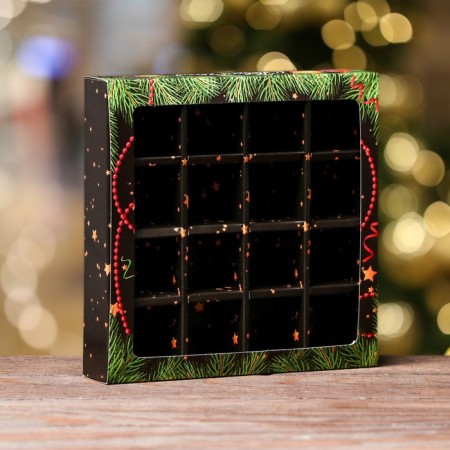Packaging for sweets 16 pcs "New Year's branches", 17.7 x 17.7 x 3.8 cm-3