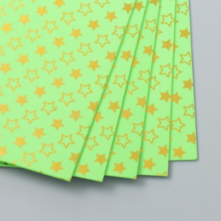 Foamiran holography "Starks on bright green" 2 mm format A4 set of 5 sheets-2