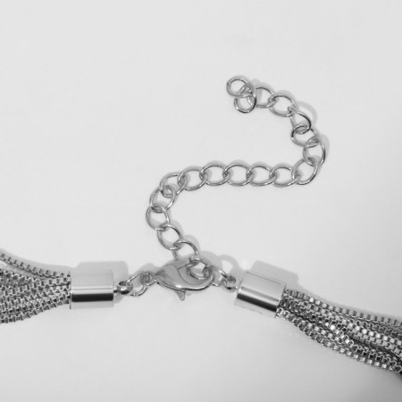 The necklace "chain" is voluminous heart, 8 threads, silver color, 38 cm-3