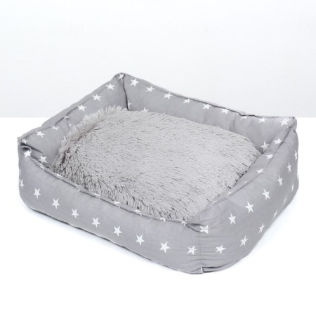 Lesse "Pukhlik", with fur, 68 x 52 x 16 cm, gray with stars-2
