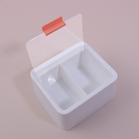Organizer for storage, with a lid, 2 sections, 14.5 × 13 cm, white/transparent color-4
