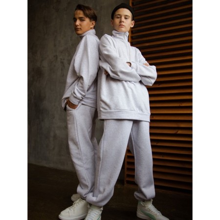 Baby trousers, height 116 cm, color light gray melange-2