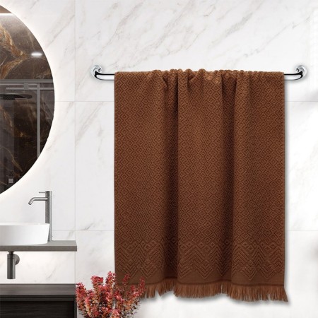 Terry towel "Romb", 450 g, size 70x130 cm, brown color-2