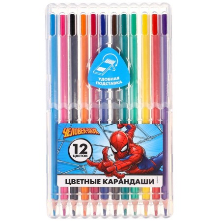 Colored pencils, 12 colors, trihedral, spider man-5