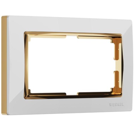 Frame for a double outlet WL03-FRAME-01-DBL-WHITE-GD, color gold, white-1