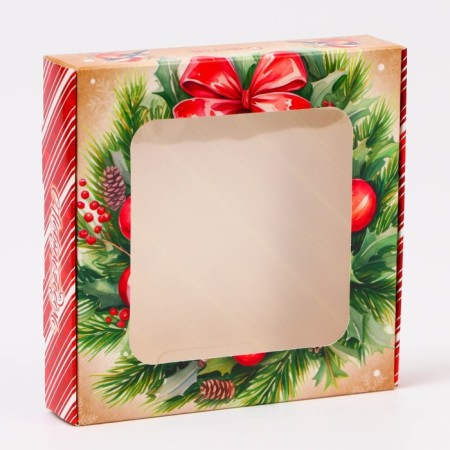 Gift box team with the window "Bullfinch", 13 x 13 x 3 cm-1