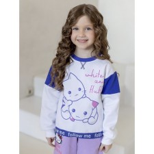 Sweatshirt for girls, height 104 cm white