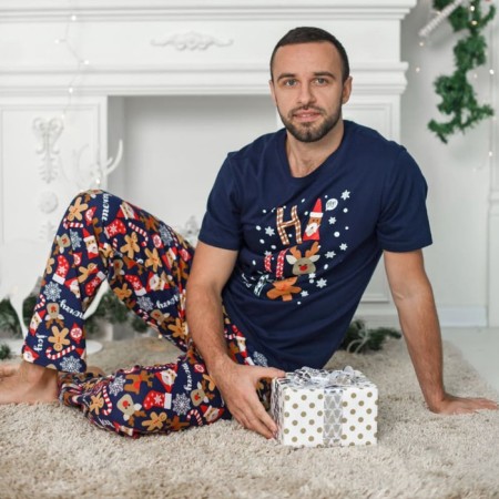 Homemade male "Gingerbread" set (T -shirt, trousers), ink color, size 54-1