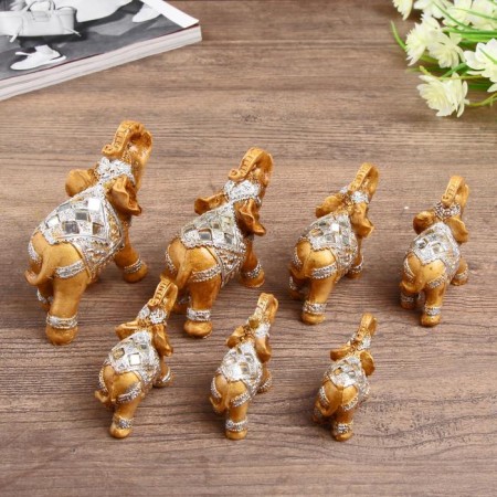Souvenir Polystone Set 7 pcs "Family Elephants" 20x9.5x9 cm-3