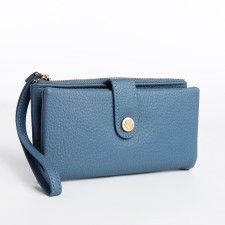 Women's wallet on the button, blue color