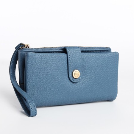 Women's wallet on the button, blue color