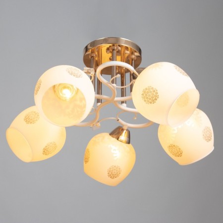 Olivia chandelier 5x60W E27 gold, white 52x52x28cm-1