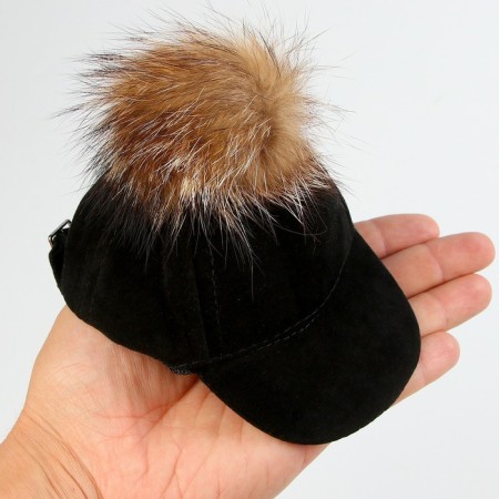 Ketka for dolls with fur pompom, black color-4