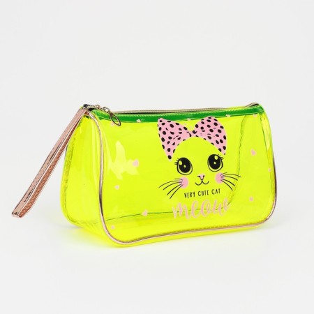 Cosmetic bag with a lightning, with a pen, yellow color