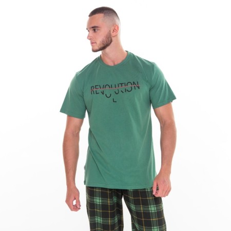 Set (T -shirt/pants) male, green/cage, size 46-1
