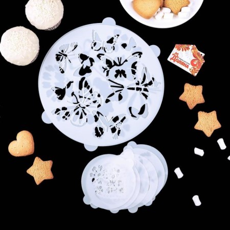 A set of culinary stencils for decorating baking "Bouquet", 8 pcs: 2 pcs d = 20 cm, 6 pcs d = 8 cm-5