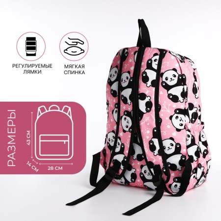 A backpack with a zipper, 3 outer pockets, pink color-1