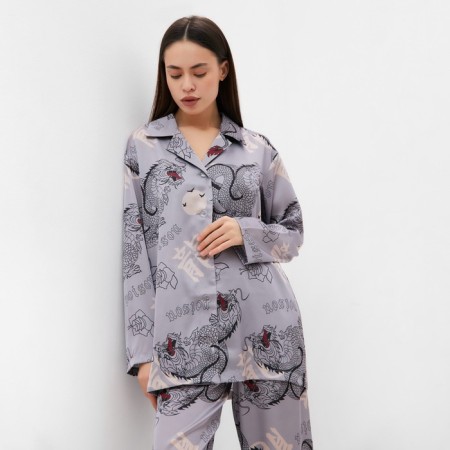 Female pajamas (shirt and trousers) KAFTAN "Dragon", size 52-54, gray-1
