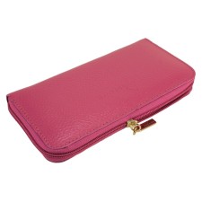 Women's wallet with lightning, 3 departments for bills, for coins, for credit cards, pink color