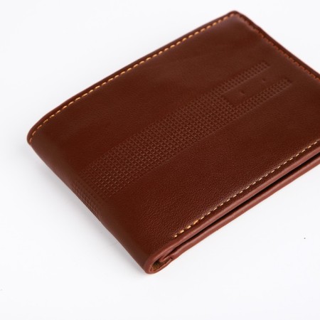 Male purse without fastening, for bills, for cards, brown color-2