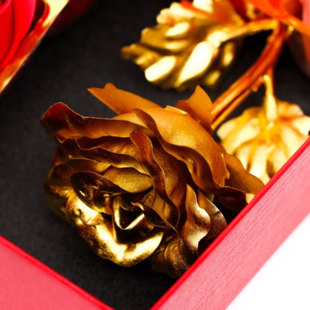 Soap roses of colored shades and a gold rose, set-3