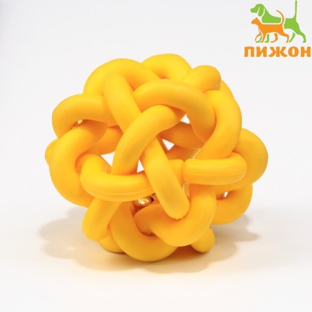 Rubber toy "molecule" with a bell, 4 cm, yellow