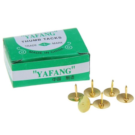 Office buttons 12 mm., In a cardboard box, 50 pieces, golden