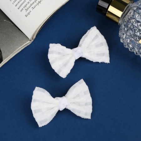 Hair clip "Schoolgirl" (set 2 pcs) pattern, 6 cm, white
