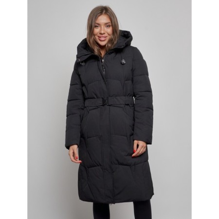 Coat insulated winter female, size 46, black color-6