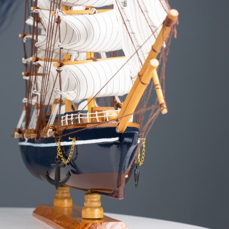 Souvenir ship large "three -masted", sides light tree, white sails, 59 x 10 x 49 cm-1