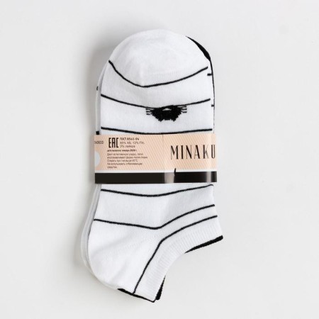Set of women's socks (3 pairs) minku white/black color, size 36-37 (23 cm)-1